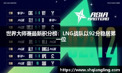 世界大师赛最新积分榜：LNG战队以92分稳居第一位
